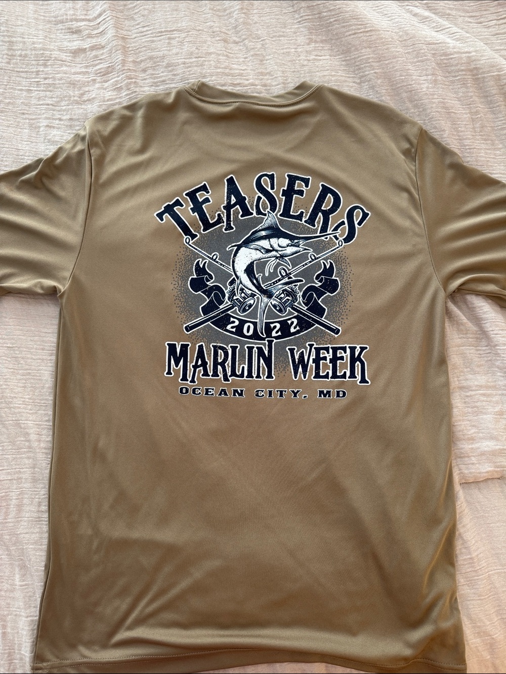 Sport-Tek Tan Long-Sleeve White Marlin Open T-Shirt Teasers OC Ocean City 2022